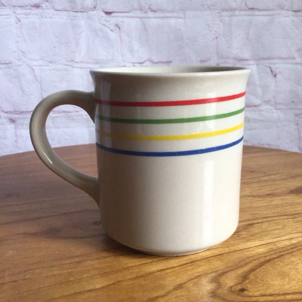 Vintage Rainbow Stripe Ceramic Mug - Picture 3 of 6